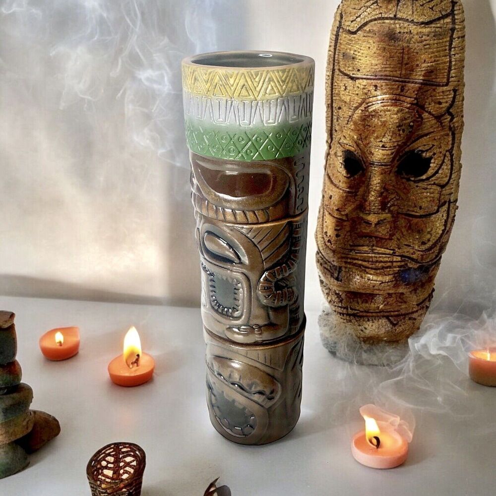 Munktiki Maori Stacker Mugs Cups Set 3 Ceramic Man Cave Tiki Bar